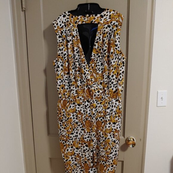 Y2K Vintage Victoria's Secret Jumpsuit Ornate Baroque Wrap Gold Black - Picture 7 of 9